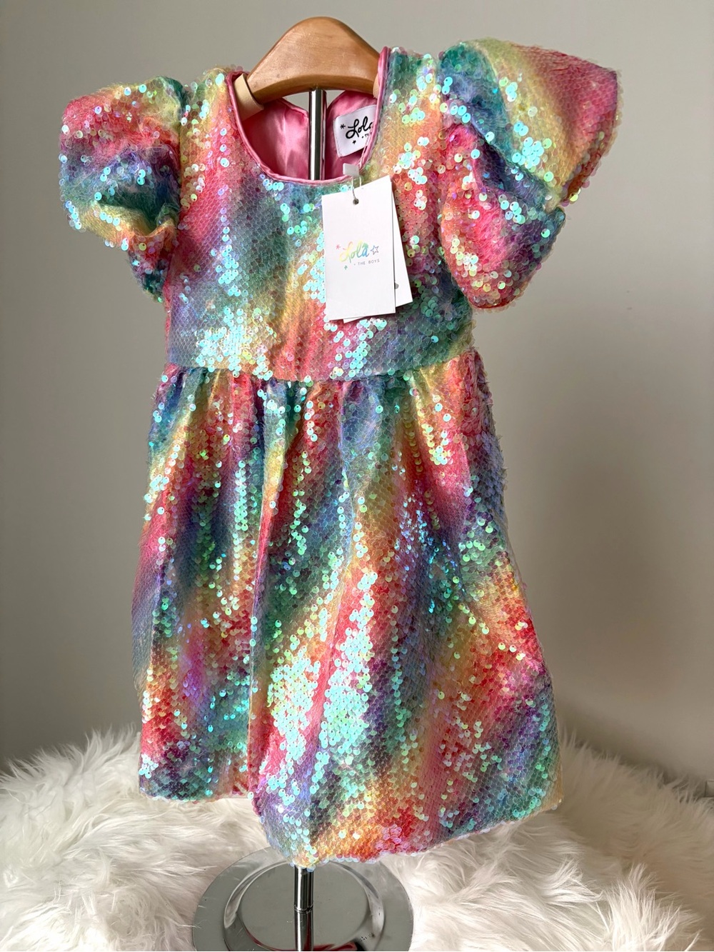 Lola and the Boys Shimmer Rainbow Sequin Dress